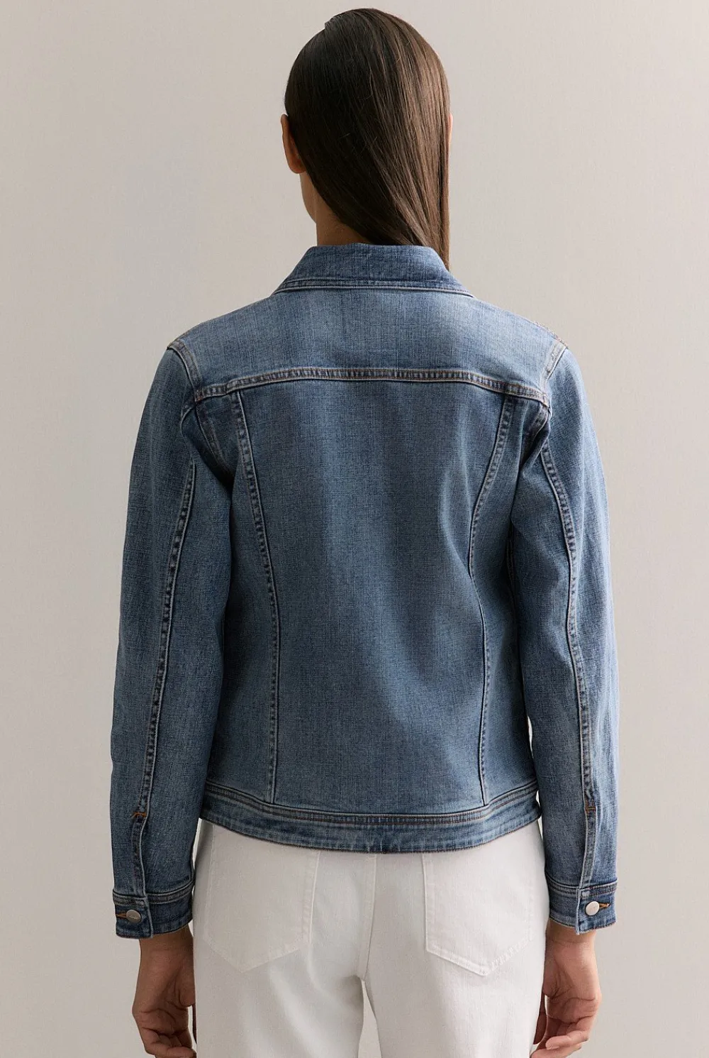 Outerwear|Denim & Jeans>Trenery Australian Cotton Blend Classic Denim Jacket VintageWashDenim
