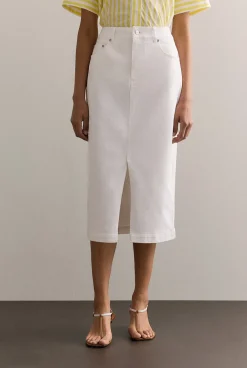 Denim & Jeans|Skirts>Trenery Australian Cotton Blend Classic Denim Skirt White