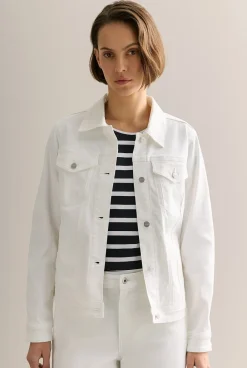 Outerwear|Denim & Jeans>Trenery Australian Cotton Blend Classic Denim Jacket White