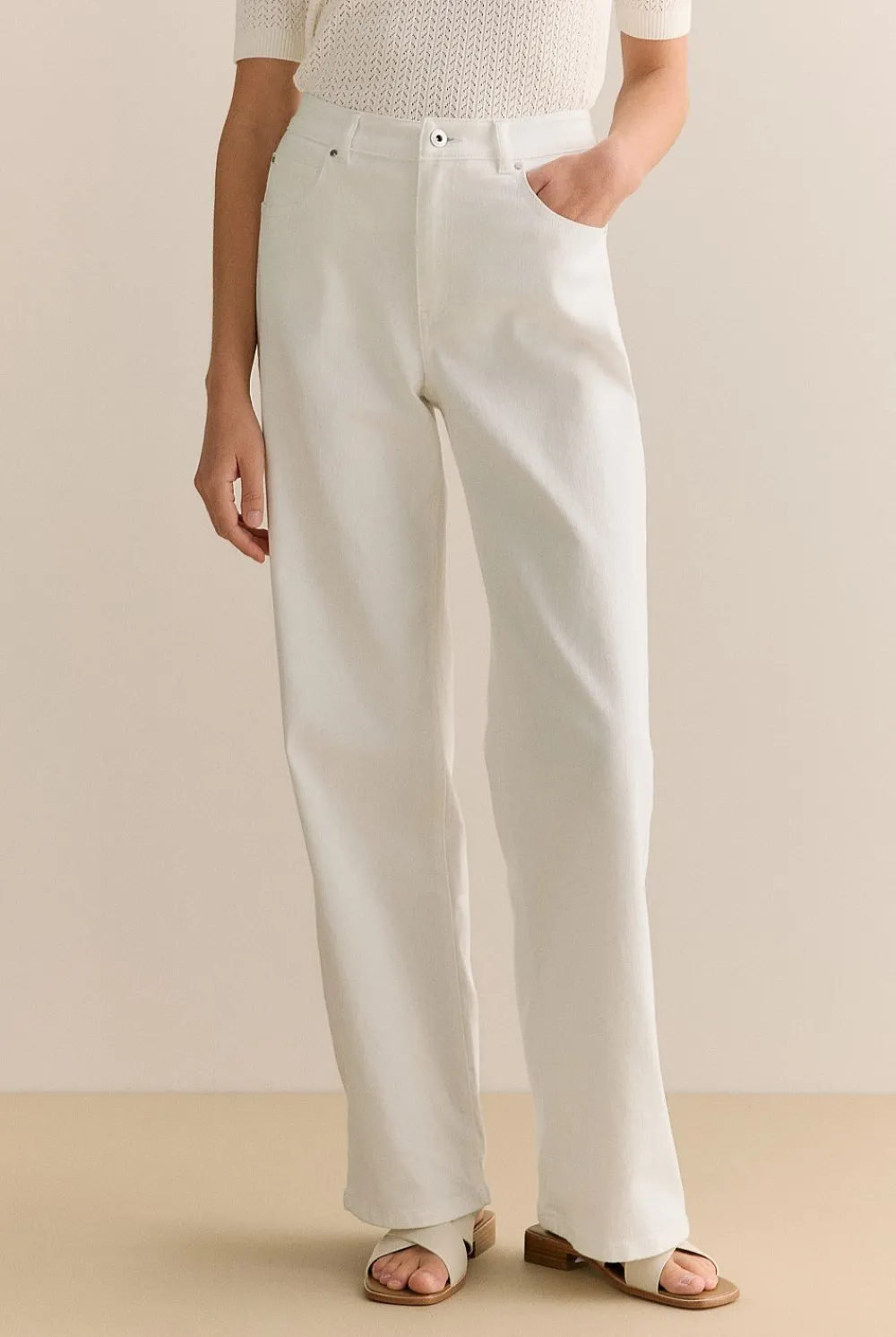 Pants|Denim & Jeans>Trenery Australian Cotton Blend Wide Leg Jean White