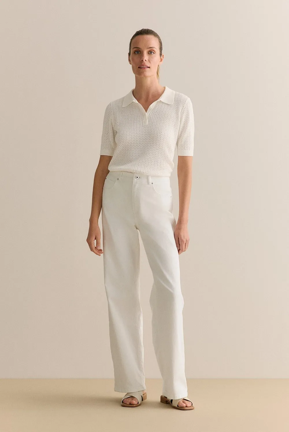 Pants|Denim & Jeans>Trenery Australian Cotton Blend Wide Leg Jean White