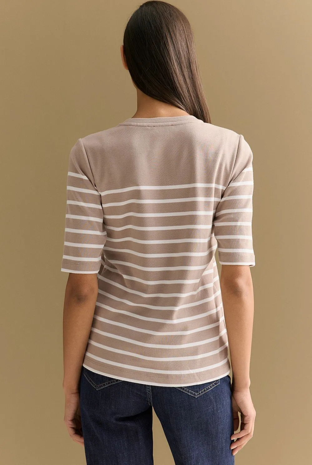 T-shirts & Tops>Trenery Australian Cotton Breton Stripe Half Sleeve T-shirt Atmosphere