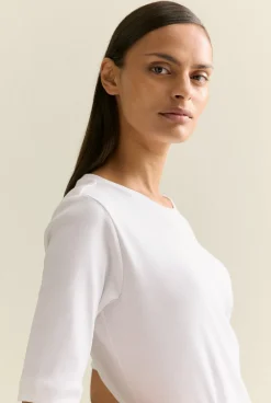 T-shirts & Tops>Trenery Australian Cotton Half Sleeve T-Shirt White