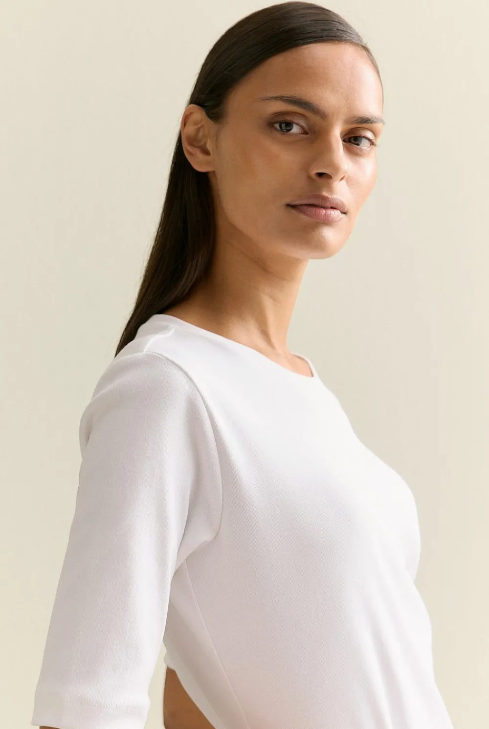 T-shirts & Tops>Trenery Australian Cotton Half Sleeve T-Shirt White