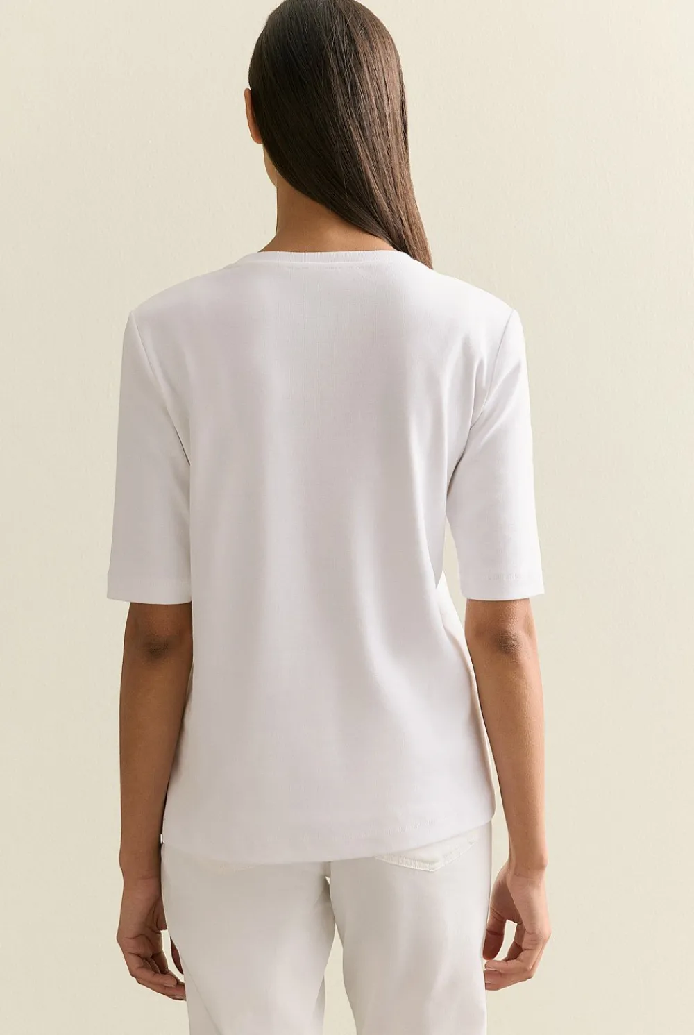 T-shirts & Tops>Trenery Australian Cotton Half Sleeve T-Shirt White