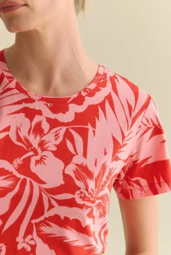 T-shirts & Tops>Trenery Australian Cotton Hibiscus T-shirt TrueRed