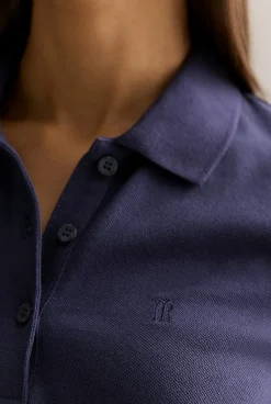 T-shirts & Tops>Trenery Australian Cotton Pique Classic Monogram Polo Navy