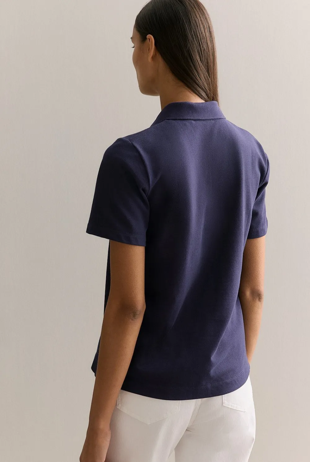 T-shirts & Tops>Trenery Australian Cotton Pique Classic Monogram Polo Navy