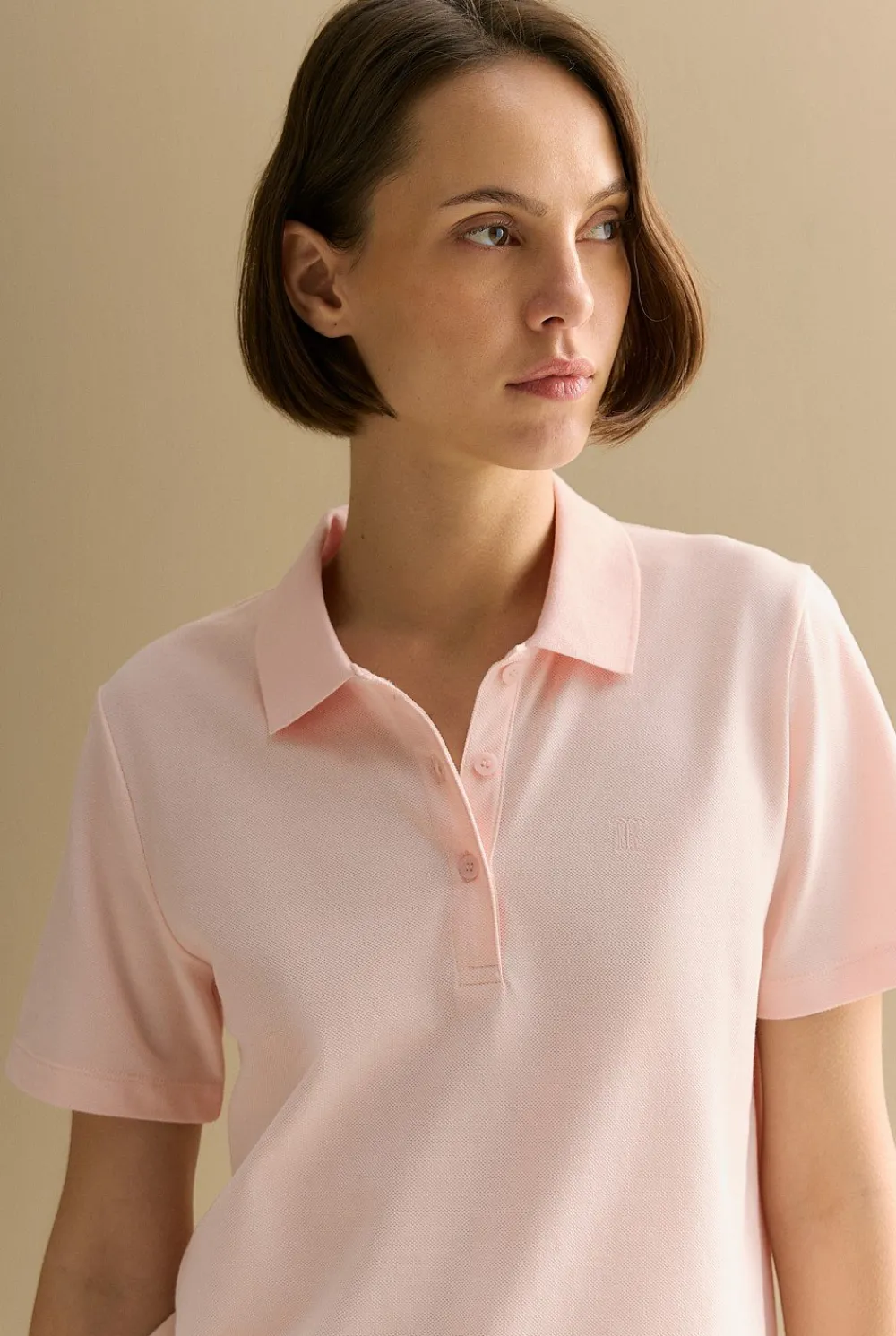 T-shirts & Tops>Trenery Australian Cotton Pique Classic Monogram Polo PinkSalt