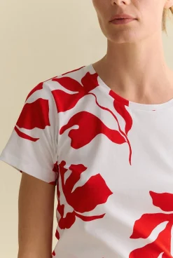 T-shirts & Tops>Trenery Australian Cotton Shadow Palm T-shirt White