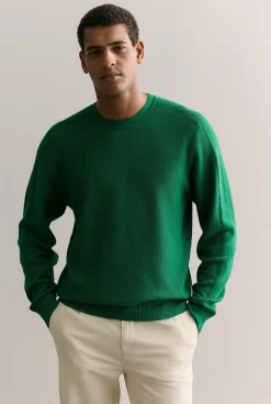 Knitwear>Trenery Australian Cotton Textured Knit Crew RacingGreen