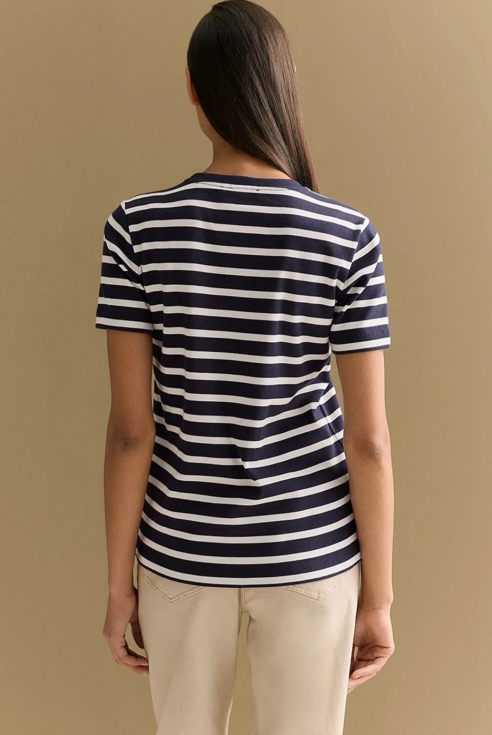 T-shirts & Tops>Trenery Australian Cotton Yarn Dyed Stripe T-shirt NightSky