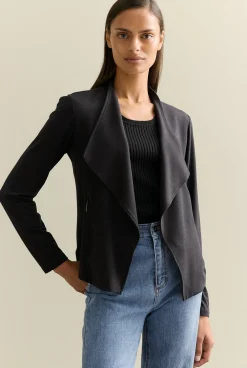 Cardigans|Outerwear>Trenery Bamboo Viscose Jacket Black