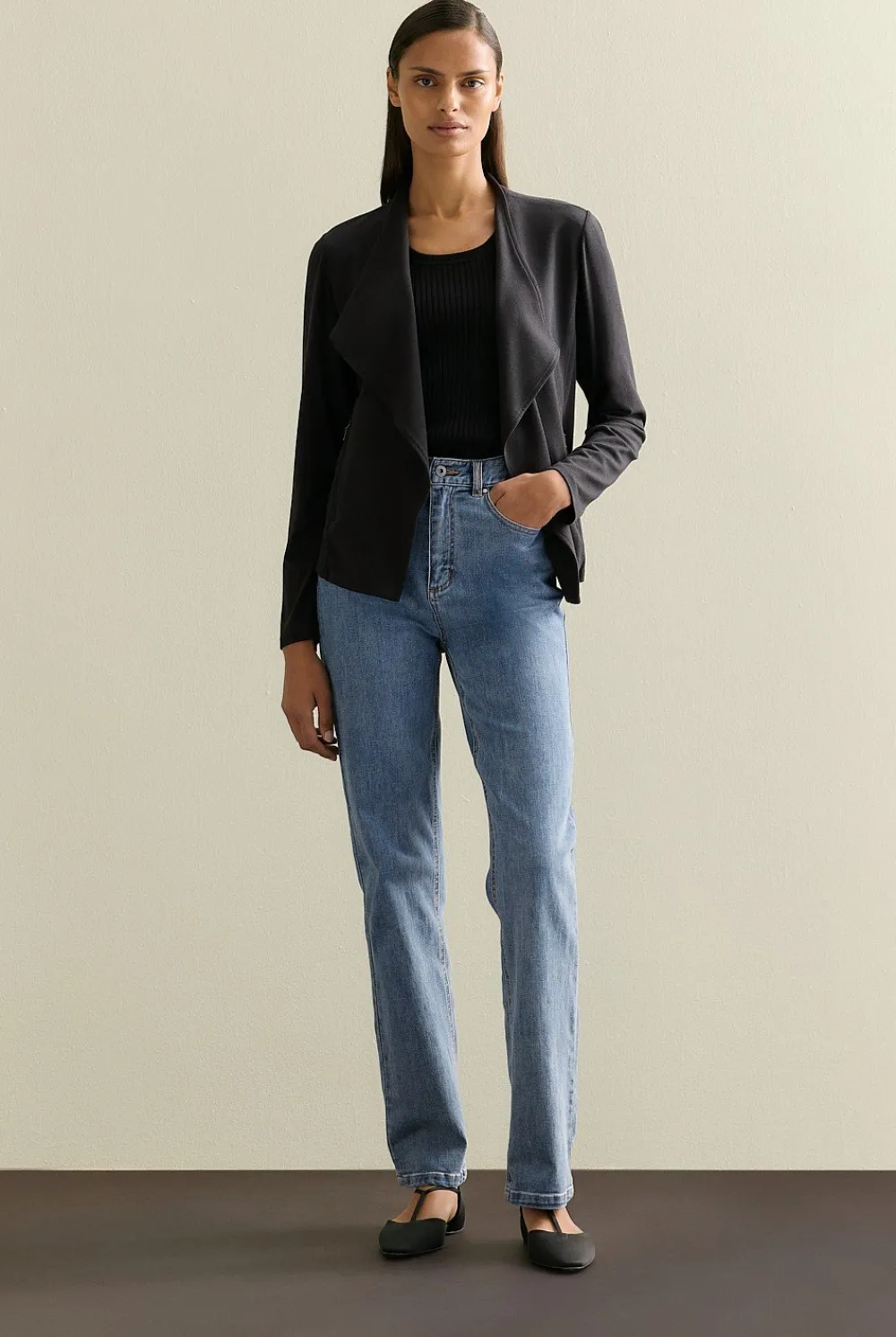 Cardigans|Outerwear>Trenery Bamboo Viscose Jacket Black