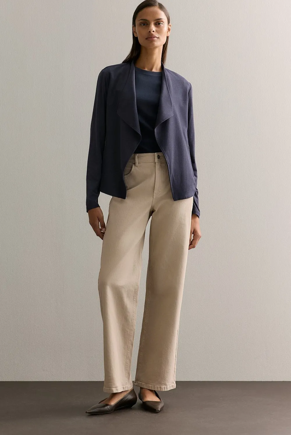 Cardigans|Outerwear>Trenery Bamboo Viscose Jacket NightSky