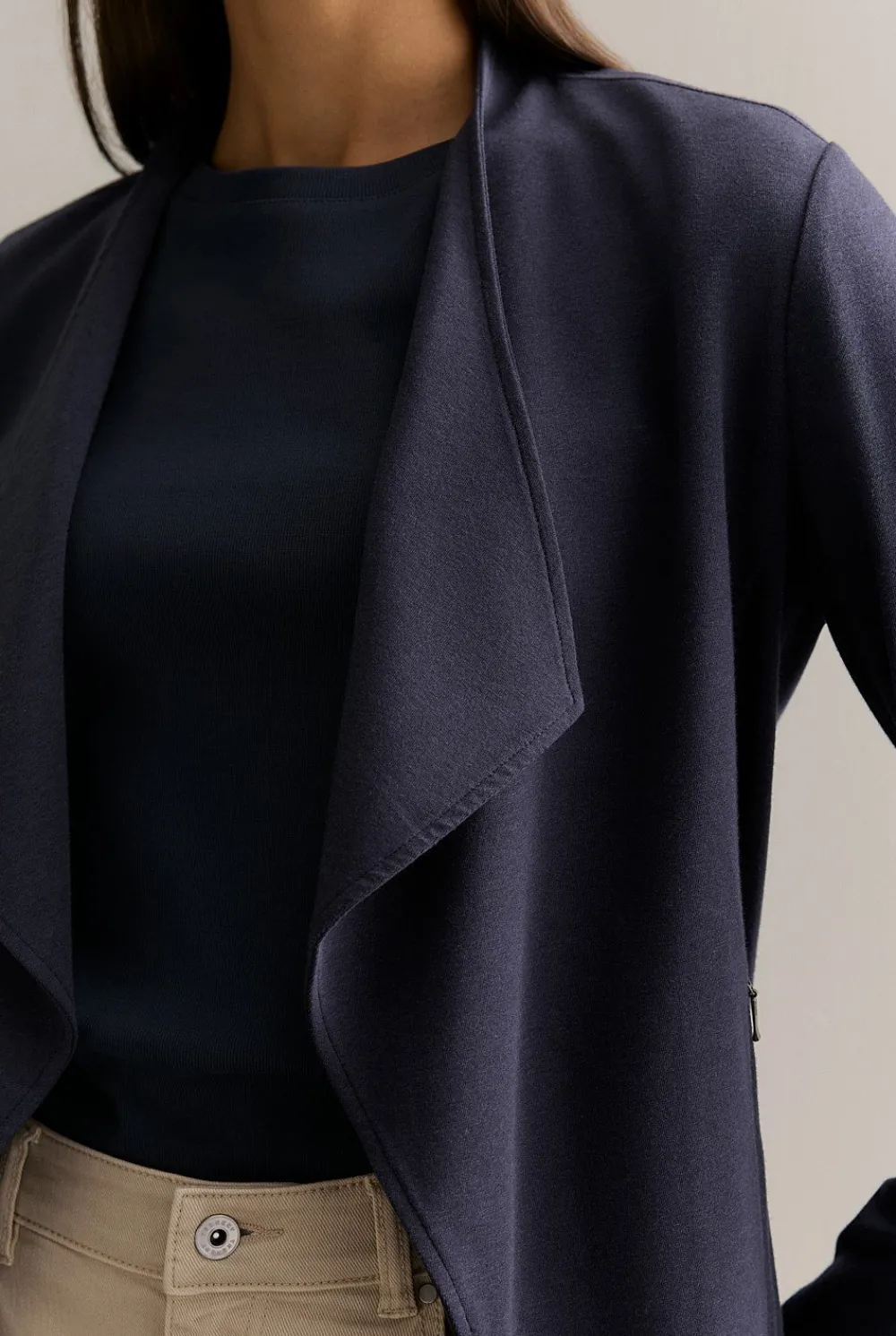Cardigans|Outerwear>Trenery Bamboo Viscose Jacket NightSky