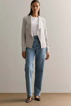 Cardigans|Outerwear>Trenery Bamboo Viscose Marle Jacket LightGreyMarle