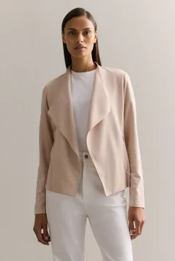 Cardigans|Outerwear>Trenery Bamboo Viscose Marle Jacket OatmealMarle