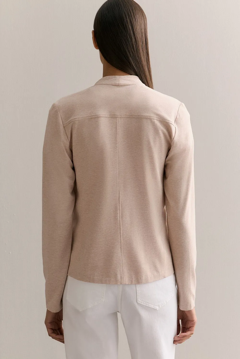 Cardigans|Outerwear>Trenery Bamboo Viscose Marle Jacket OatmealMarle