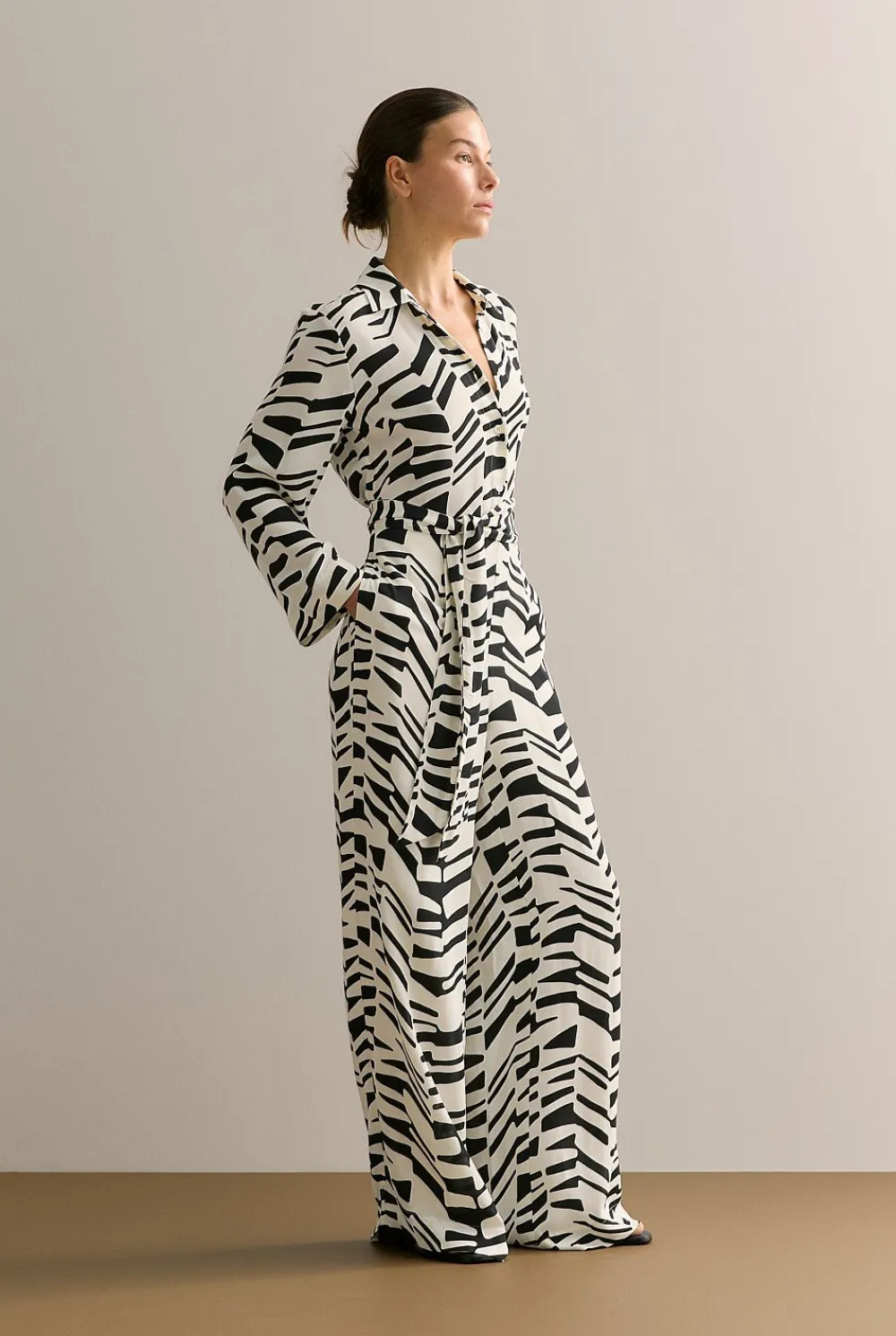 Dresses>Trenery Bold Geo Belted Wide Leg Jumpsuit BlackMulti