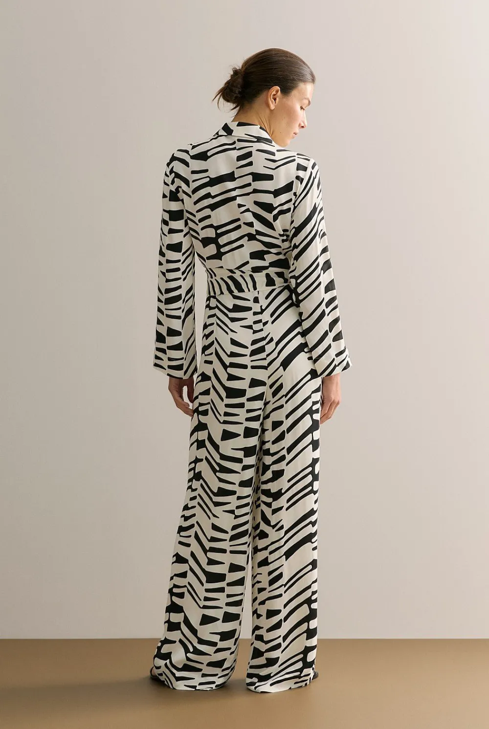 Dresses>Trenery Bold Geo Belted Wide Leg Jumpsuit BlackMulti