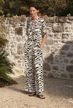 Co-ord Sets|Occasion Dresses & Outfits>Trenery Bold Geo Wide Leg Pull On Pant BlackMulti