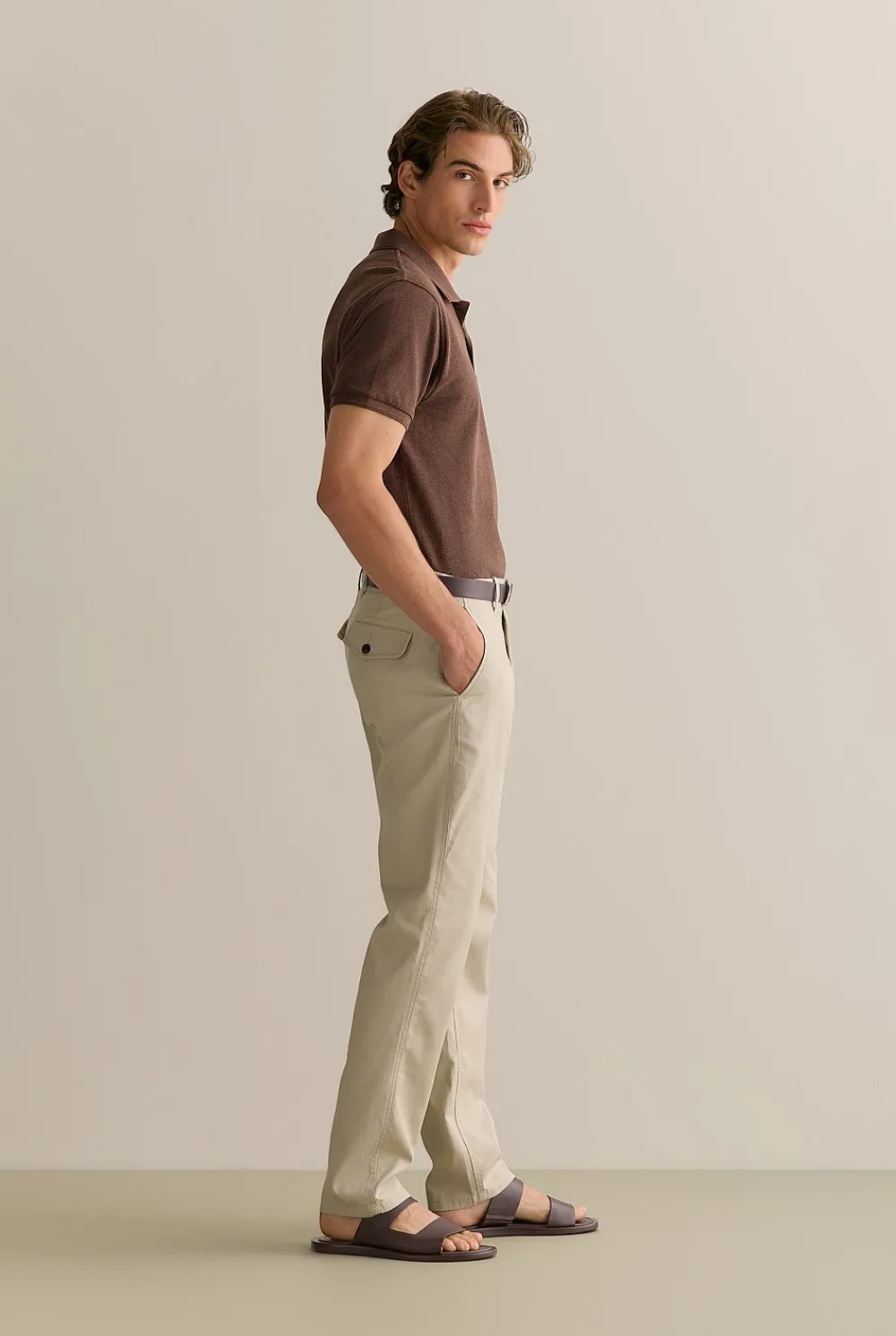T-shirts|Polo Shirts>Trenery Classic Pique Marle Monogram Polo ChocolateMarle