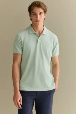 Polo Shirts|Polo Shirts>Trenery Classic Pique Marle Monogram Polo ArcticBlue