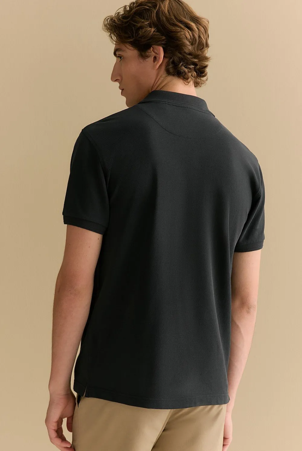 T-shirts|Polo Shirts>Trenery Classic Pique Monogram Polo Black
