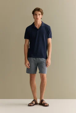 T-shirts|Polo Shirts>Trenery Classic Pique Monogram Polo Navy