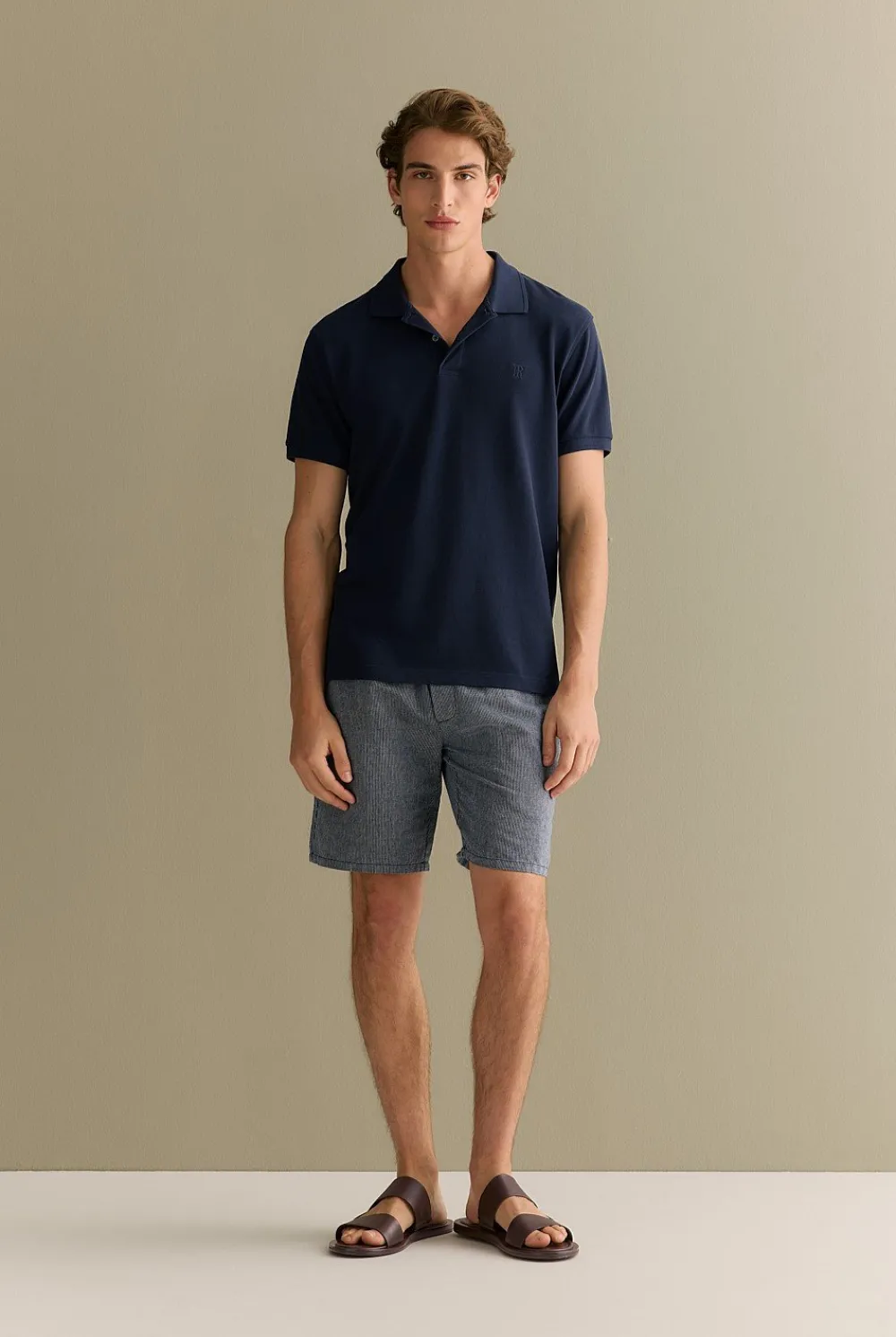 T-shirts|Polo Shirts>Trenery Classic Pique Monogram Polo Navy