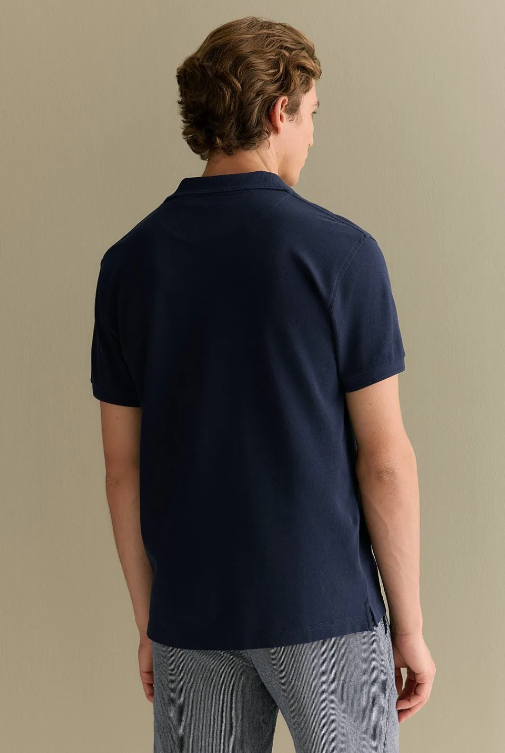 T-shirts|Polo Shirts>Trenery Classic Pique Monogram Polo Navy