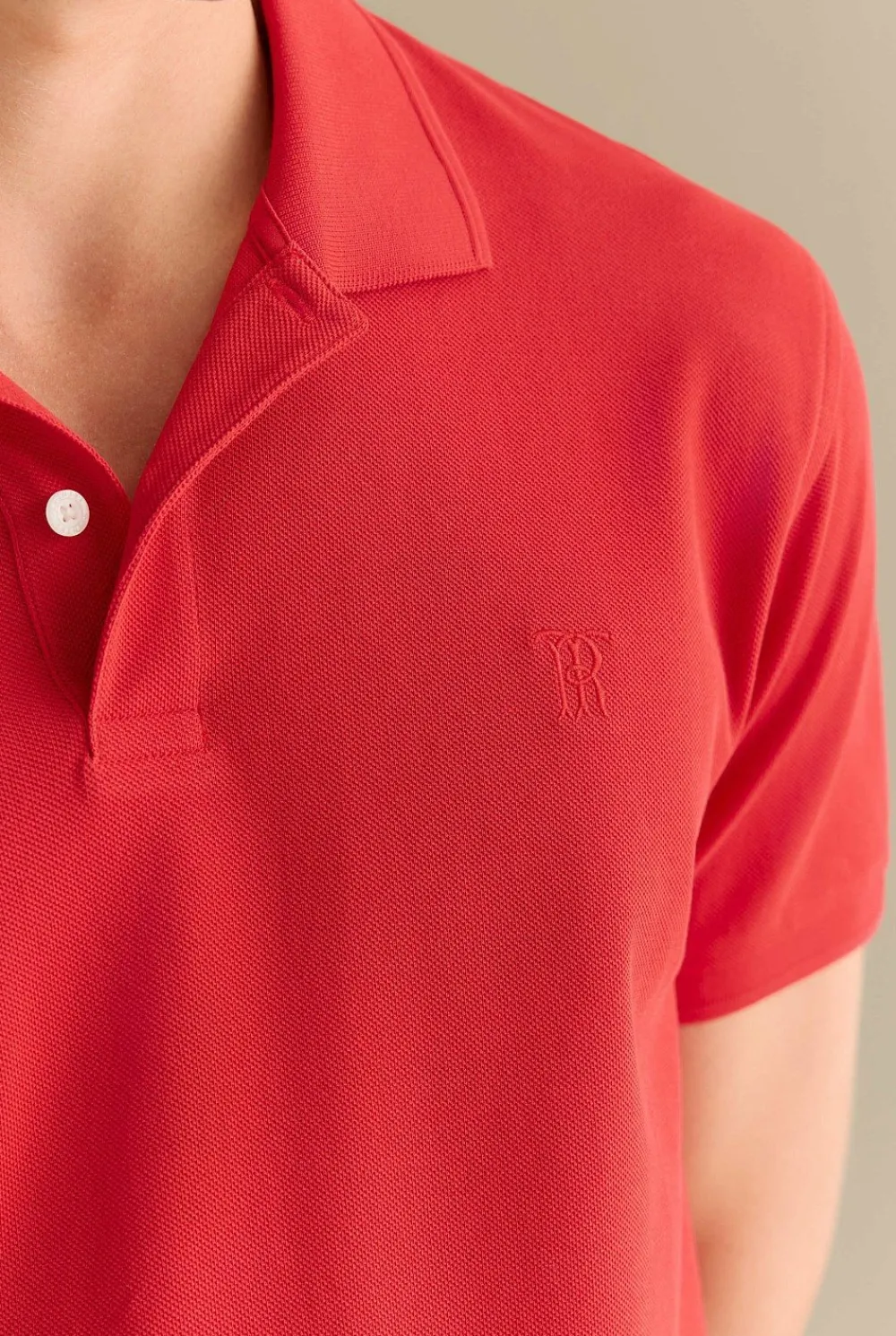 T-shirts|Polo Shirts>Trenery Classic Pique Monogram Polo DeepRed