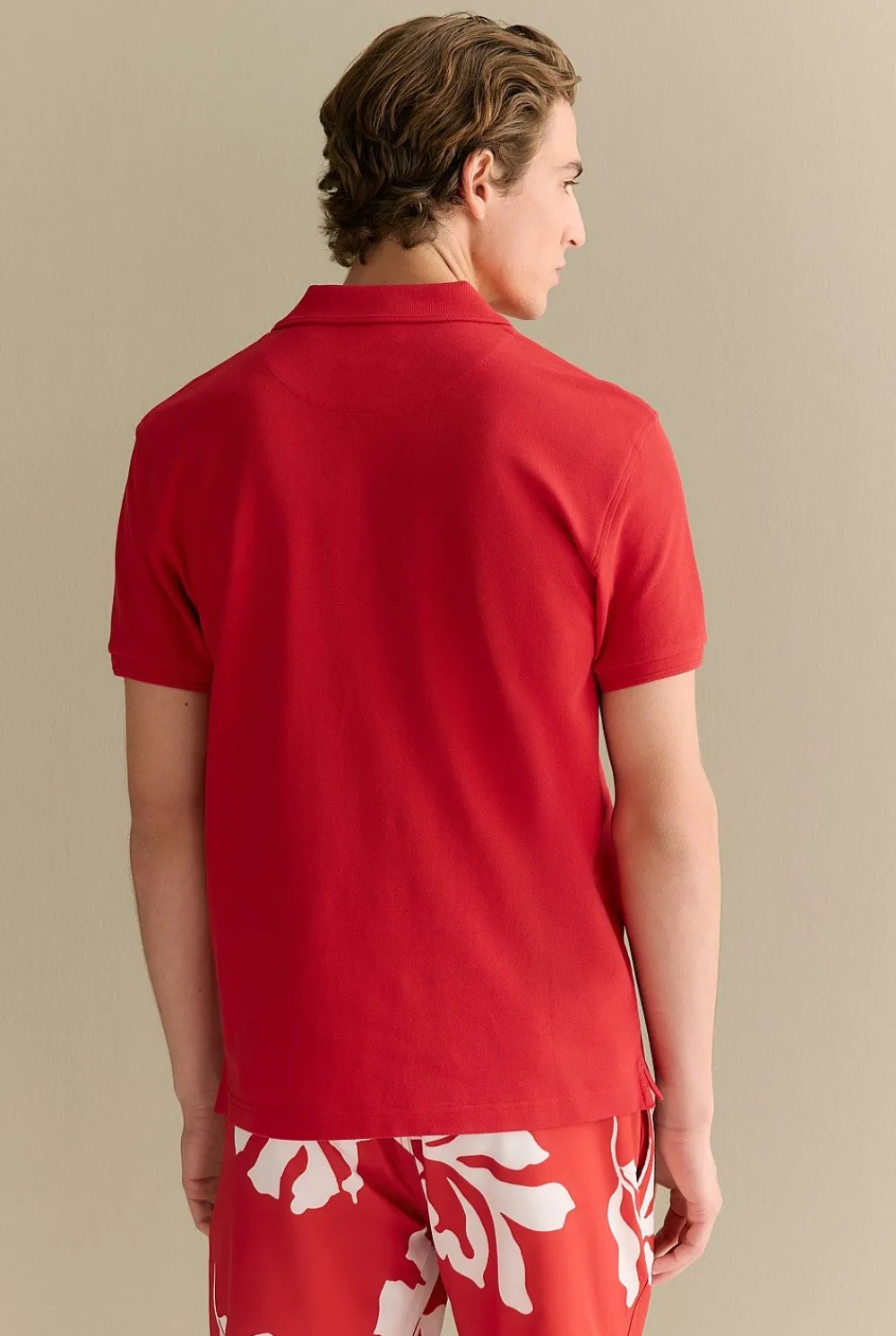 T-shirts|Polo Shirts>Trenery Classic Pique Monogram Polo DeepRed