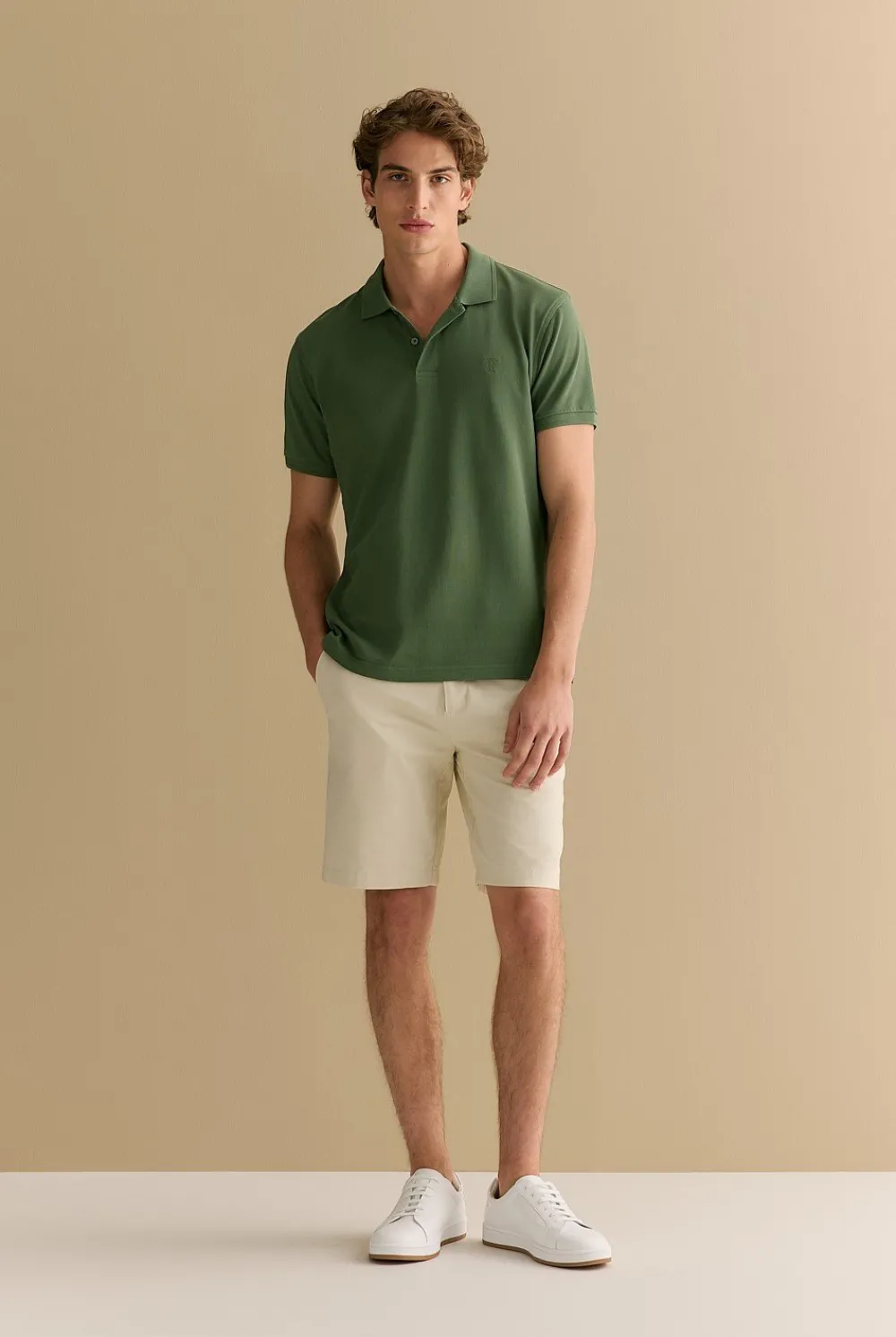 T-shirts|Polo Shirts>Trenery Classic Pique Monogram Polo Ivy