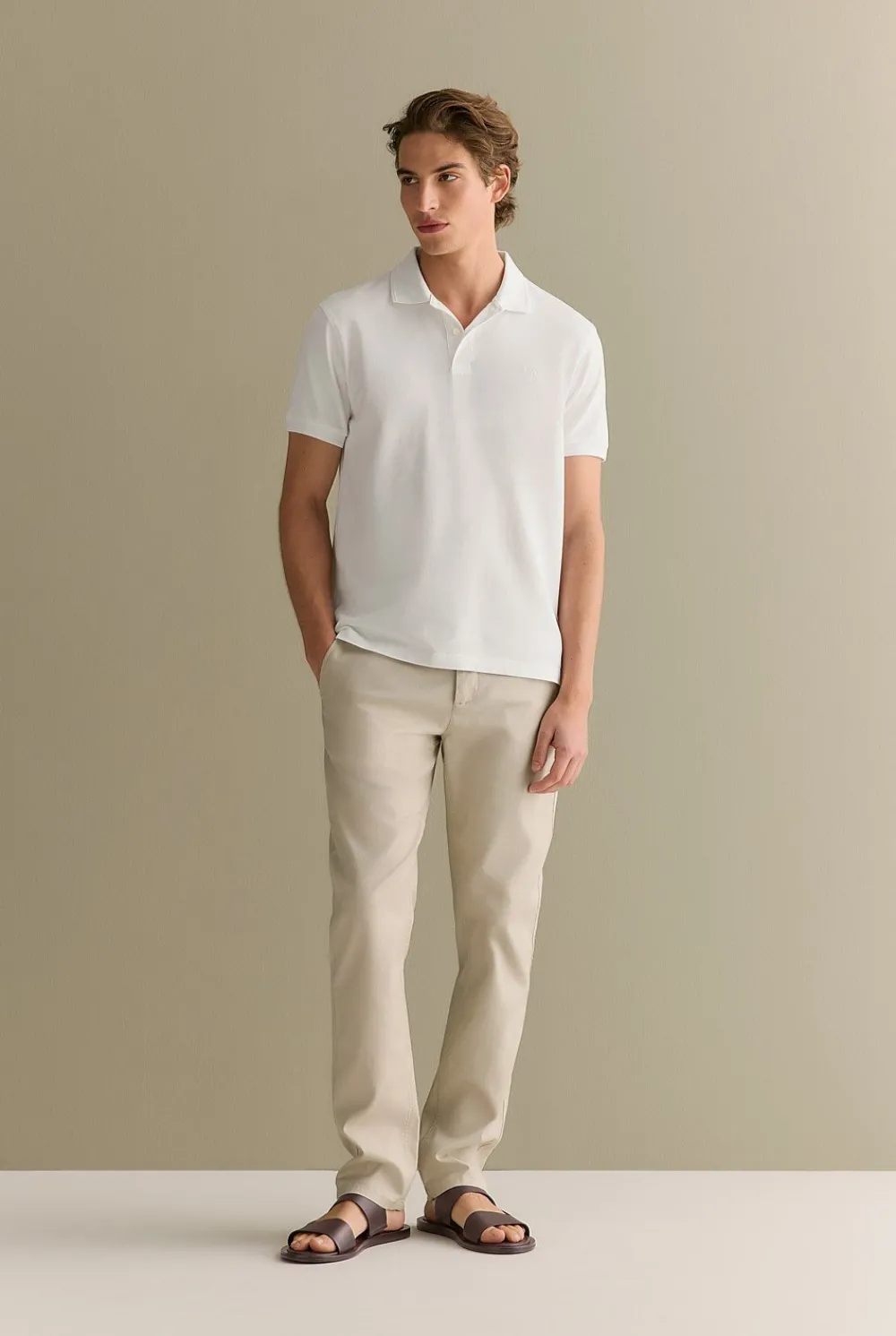 T-shirts|Polo Shirts>Trenery Classic Pique Monogram Polo White