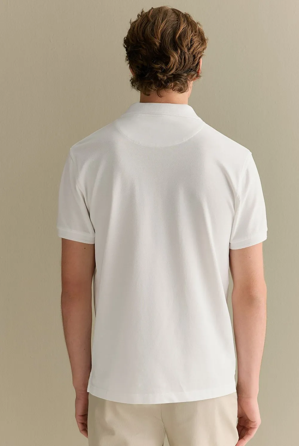 T-shirts|Polo Shirts>Trenery Classic Pique Monogram Polo White