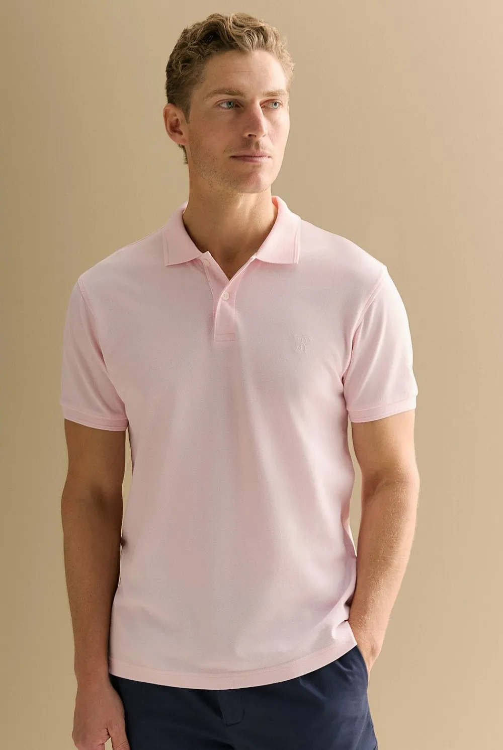 T-shirts|Polo Shirts>Trenery Classic Pique Monogram Polo LightPink
