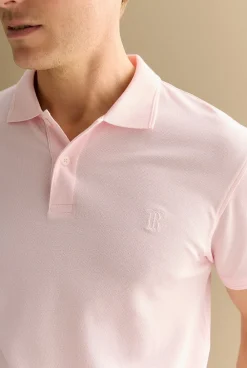 T-shirts|Polo Shirts>Trenery Classic Pique Monogram Polo LightPink