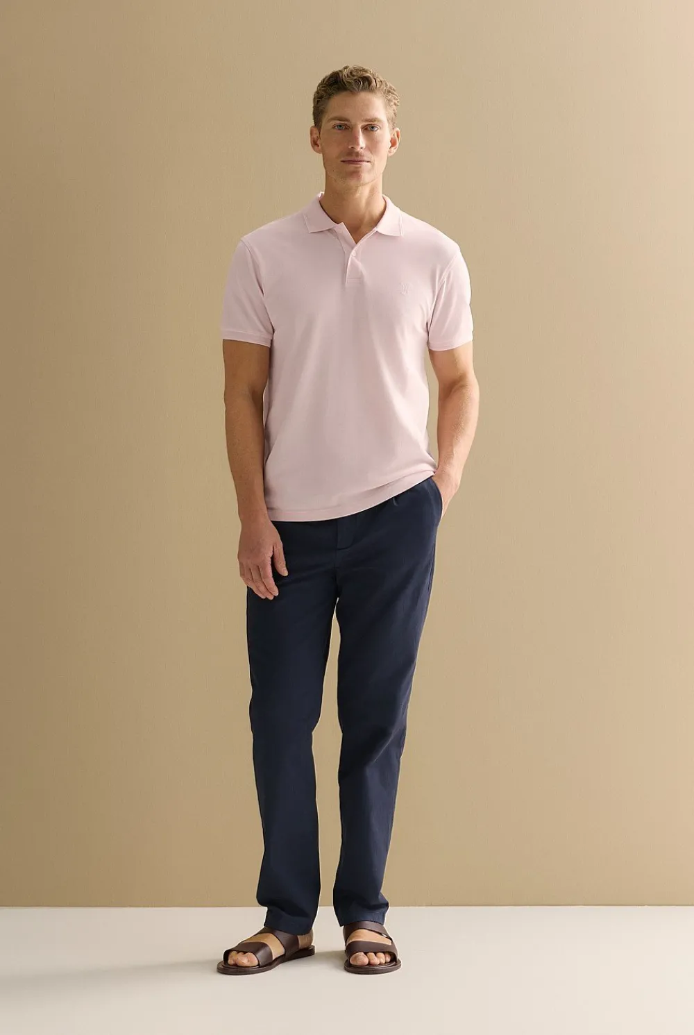 T-shirts|Polo Shirts>Trenery Classic Pique Monogram Polo LightPink