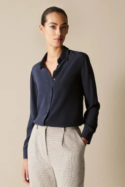 Shirts>Trenery Classic Silk Shirt NightSky