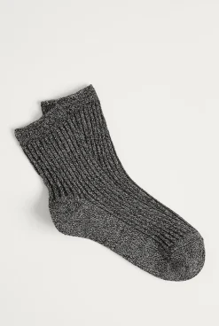 Socks & Tights>Trenery Contrast Rib 3/4 Sock Black