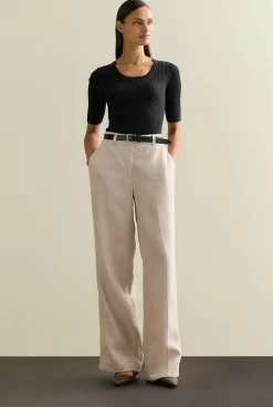 Knitwear>Trenery Cotton Cashmere Blend Rib Knit T-shirt Black