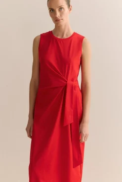 Dresses|Occasion Dresses & Outfits>Trenery Cotton Interlock Gathered Tank Dress TrueRed