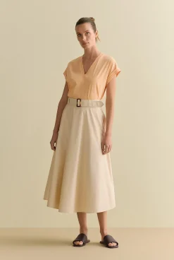 T-shirts & Tops>Trenery Cotton Interlock V Neck T-shirt PaleApricot