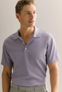 Polo Shirts>Trenery Cotton Jacquard Polo FadedViolet