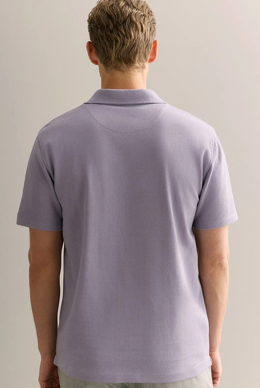 Polo Shirts>Trenery Cotton Jacquard Polo FadedViolet