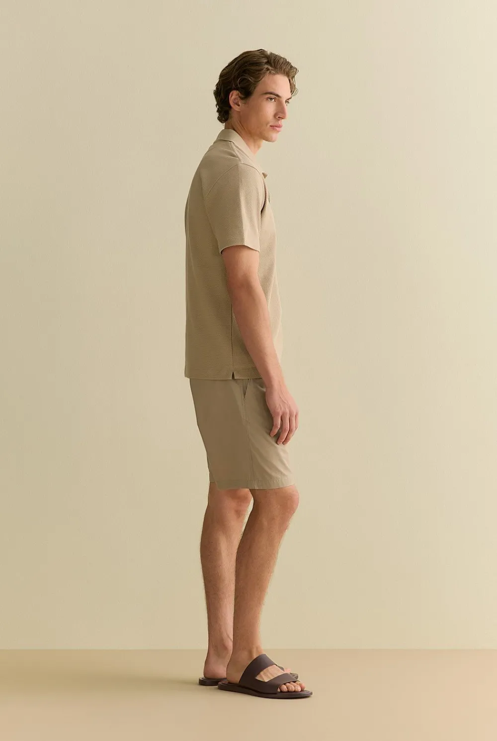 Polo Shirts>Trenery Cotton Jacquard Polo Barley