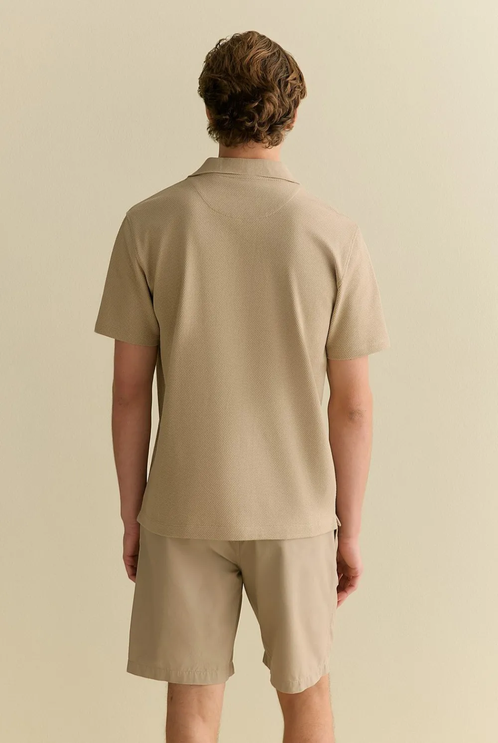 Polo Shirts>Trenery Cotton Jacquard Polo Barley