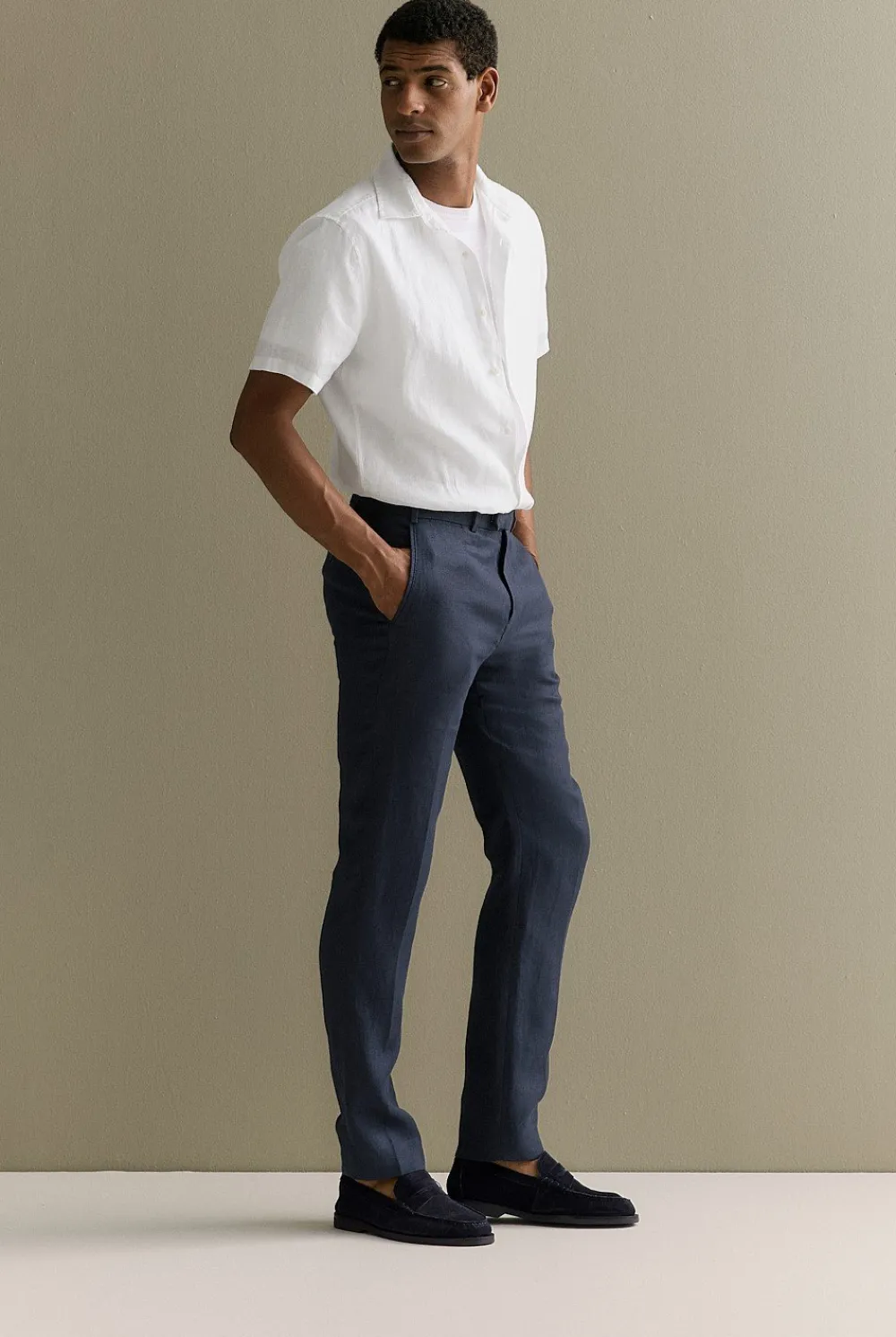 T-shirts>Trenery Cotton Jacquard Textured Stripe T-shirt White